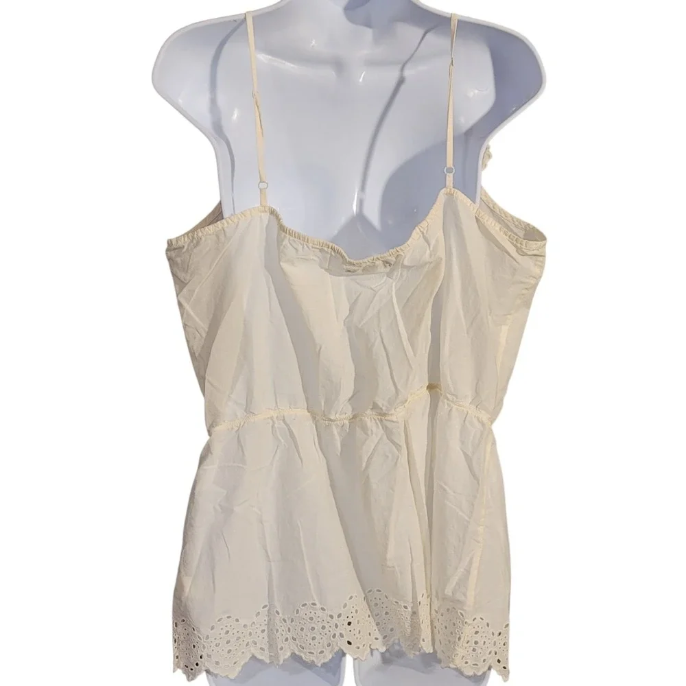 GAP Y2K White Babydoll Cami Top‎ Size XL Ruffle Boho Clean Girl India Cotton